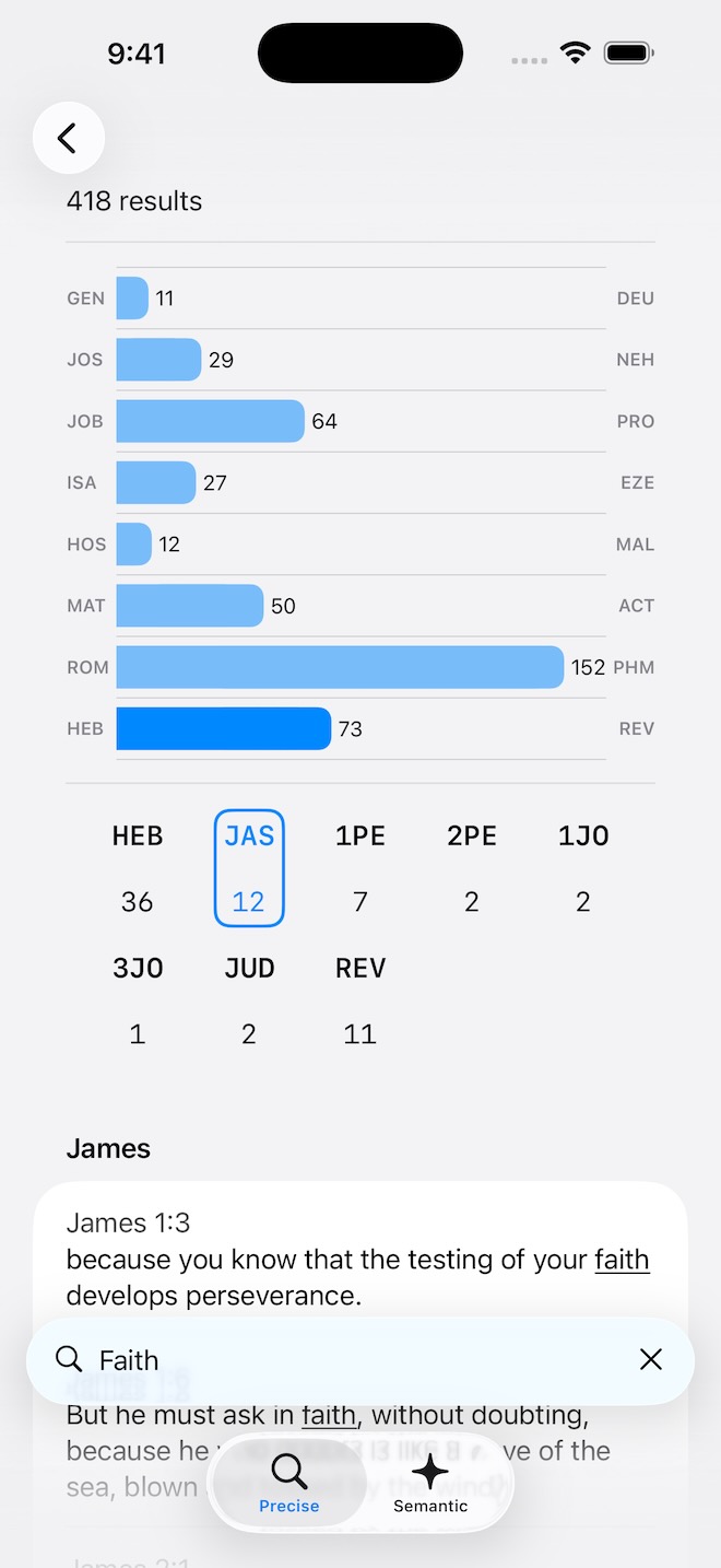 Search Interface showing results